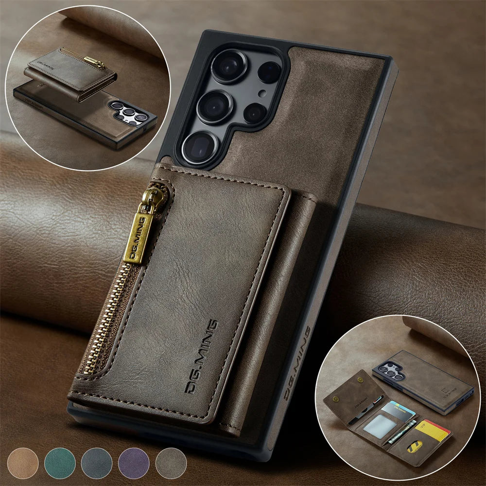 MagnaLux Elegance™ - Samsung Leather Case with Magnetic Wallet