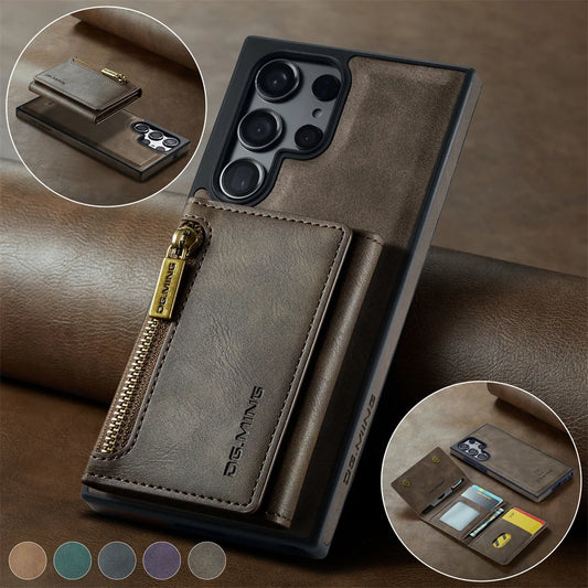 MagnaLux Elegance™ - Samsung Leather Case with Magnetic Wallet