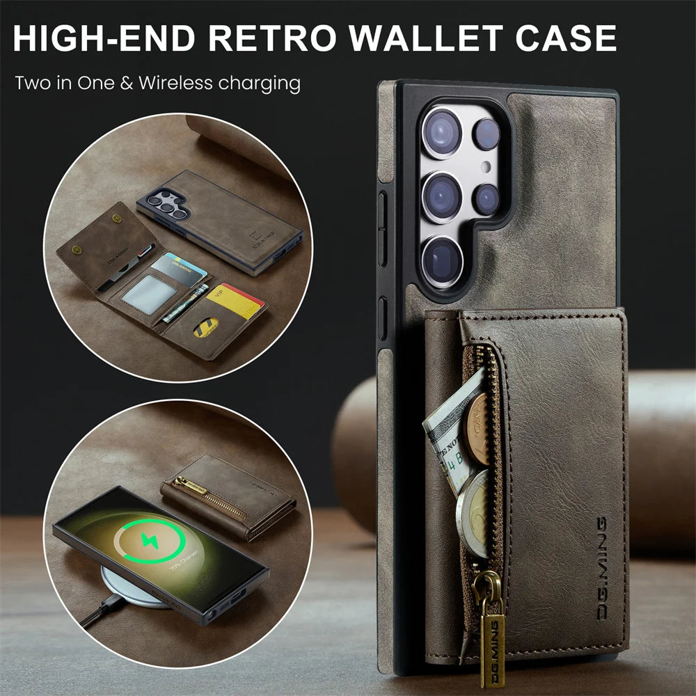 MagnaLux Elegance™ - Samsung Leather Case with Magnetic Wallet